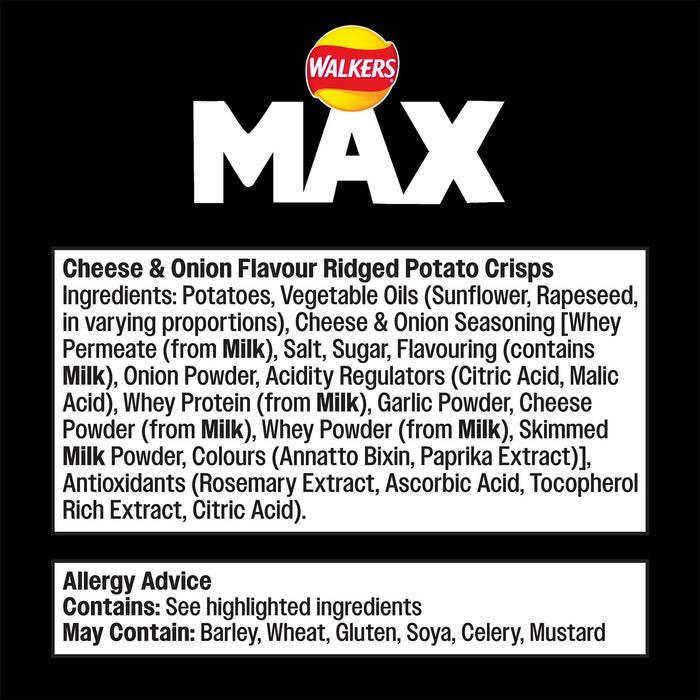 Walkers Crisps Max Chunky Cheese & Onion Snacks Sharing 24 x 50g - Image 3