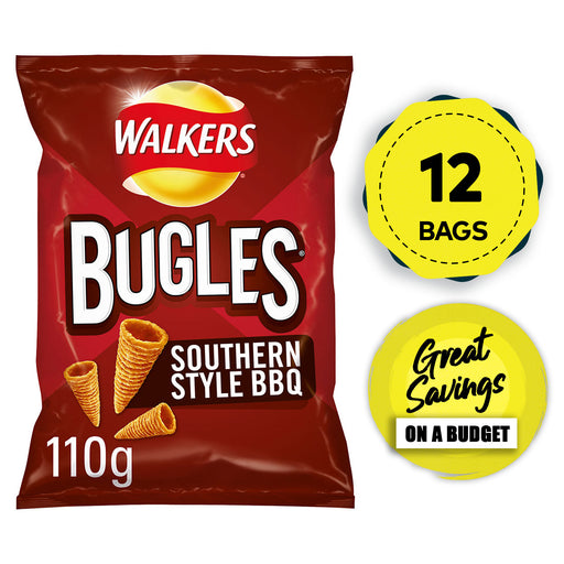 Walkers Crisps Bugles Southern Style BBQ Snacks Sharing 12 x 110g - Image 1