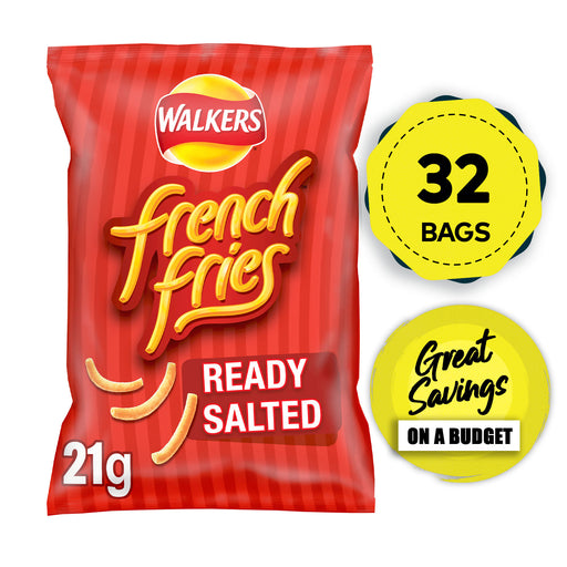 Walkers Crisps French Fries Ready Salted Snacks Pack of 32 x 21g - Image 1