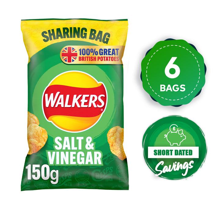 Walkers Crisps Salt And Vinegar Lunch Sharing Snacks 6 Bags x 150g - Image 10
