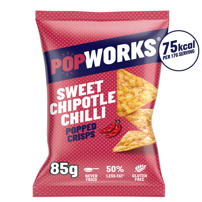 PopWorks Crisps Sweet Chipotle Chilli Popped Snacks 12 Bags x 85g - Image 4