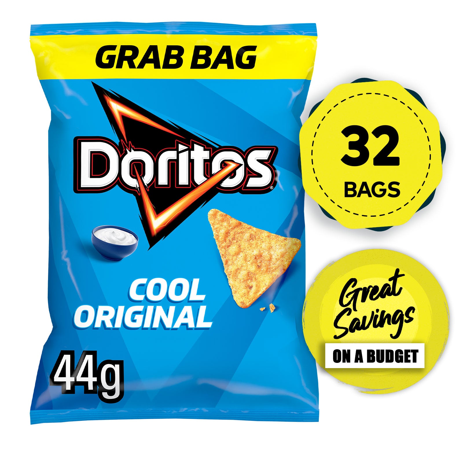 Doritos Tortilla Chips Crisps Cool Original Sharing Snacks 32 x 44g - Image 1