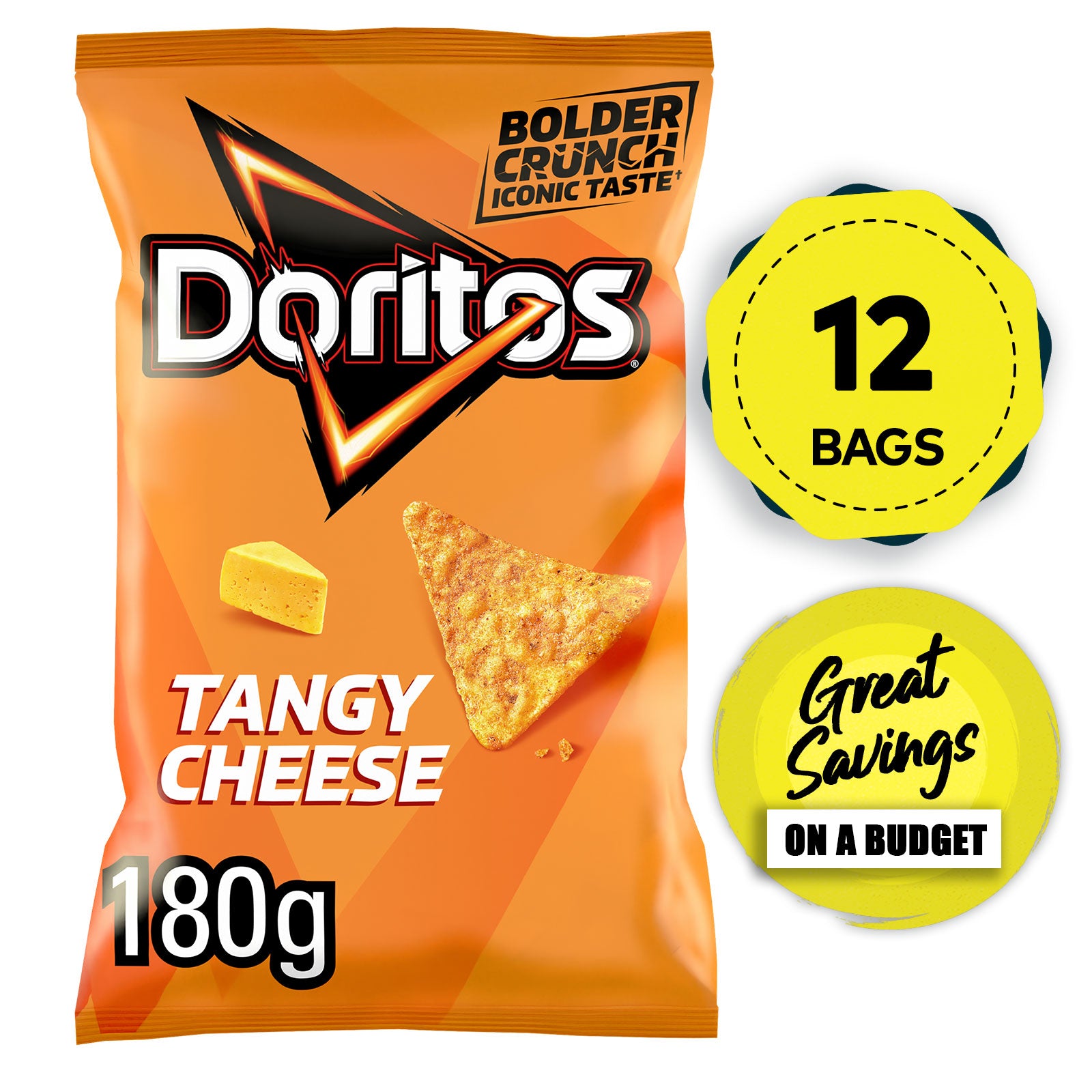 Doritos Tortilla Chips Tangy Cheese Share Crisps Bag 12 x 180g - Image 1