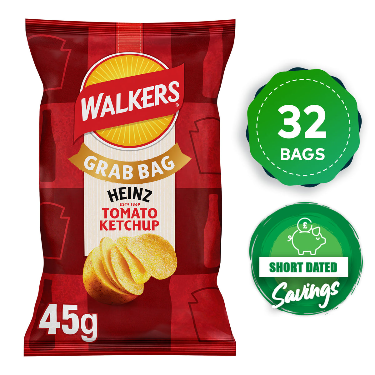 Walkers Heinz Tomato Ketchup Grab Bag Crisps 32 x 45g - Image 10