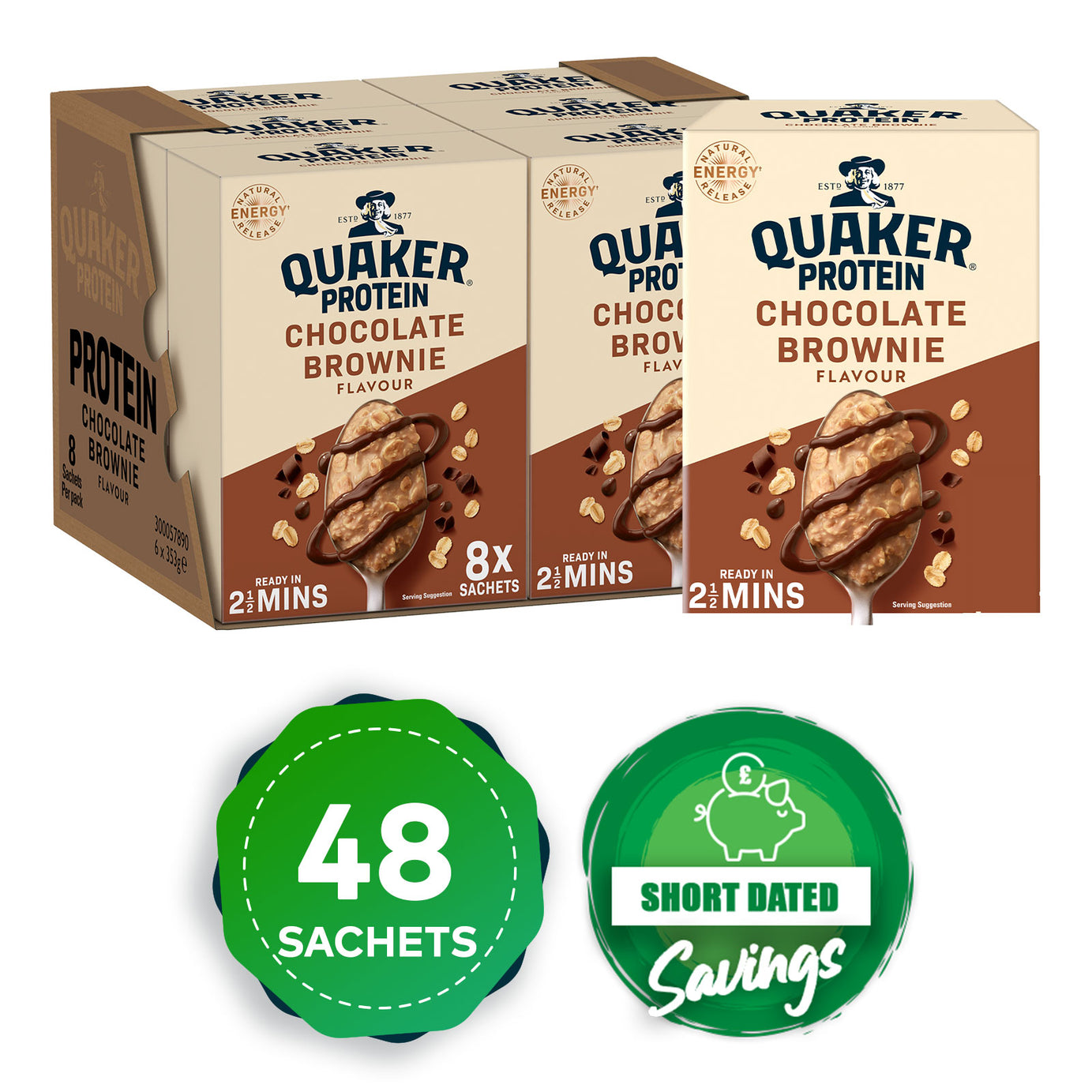 Quaker Oats High Protein Chocolate Brownie Porridge Sachets 48 x 44g - Image 10