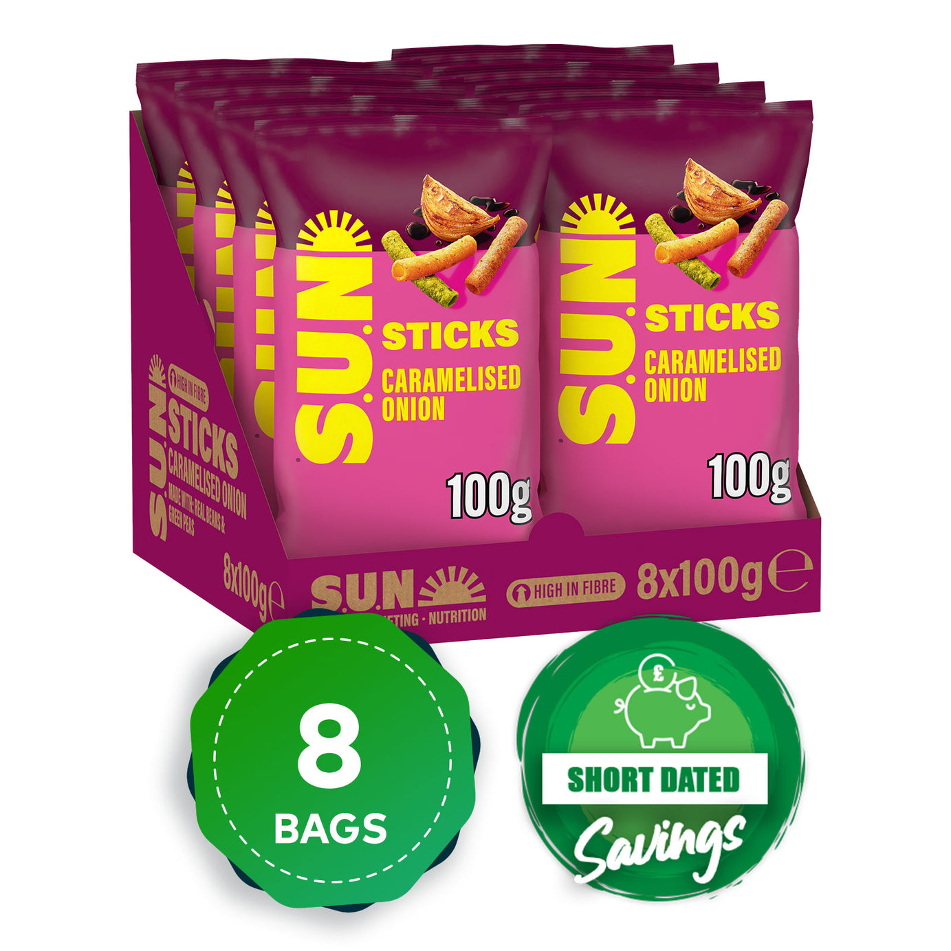 Sunbites Sticks SUN Snacks Caramelised Onion Balsamic Vinegar Sharing 8x100g - Image 10