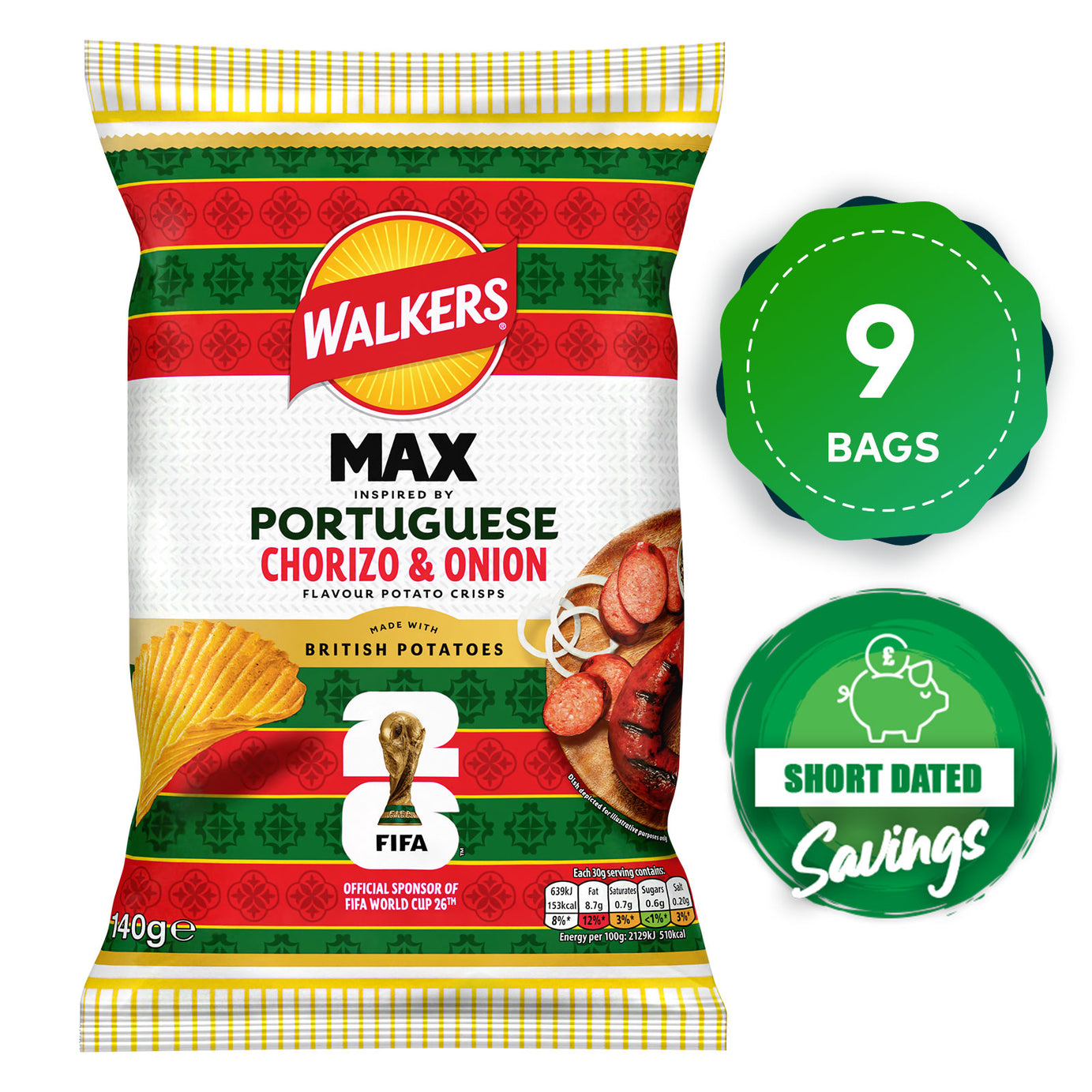 Walkers Crisps MAX Portuguese Chorizo & Onion Sharing Bag Snacks 9 x 140g - Image 10