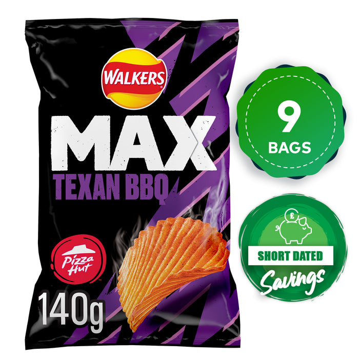 Walkers Max Crisps Pizza Hut Texan BBQ Sharing Snack Pack of 9 x 140g - Image 10