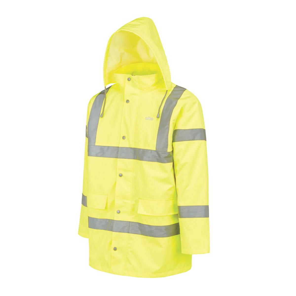 Site Hi-Vis Traffic Jacket Mens Yellow Waterproof Safety Coat Medium 51" Chest - Image 1