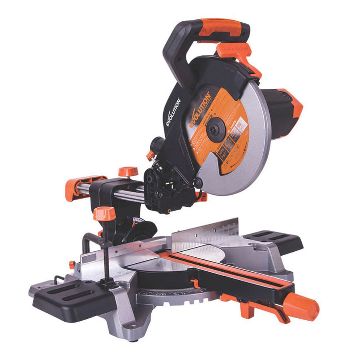 Evolution Mitre Saw Corded Single R255SMS 255mm Sliding Multi Material TCT Blade - Image 1