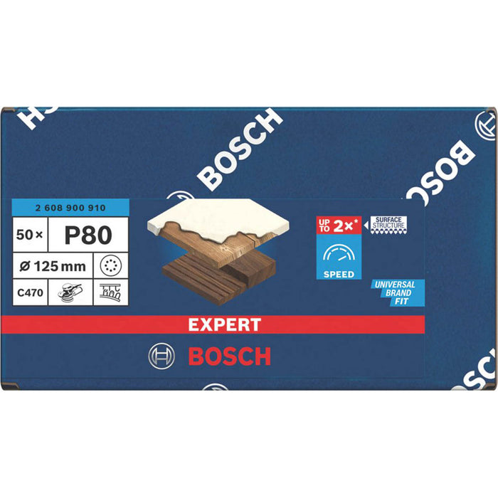 Bosch Expert Sanding Discs Wood C470 80 Grit 8-Hole Punched 125mm 50 Pack - Image 2