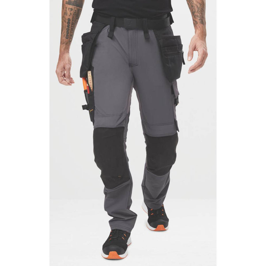 Snickers Work Trousers Mens Slim Fit Grey Black Stretch Multi Pockets 35"W 32"L - Image 3