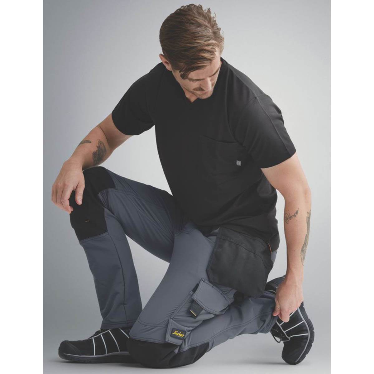 Snickers Work Trousers Mens Slim Fit Grey Black Stretch Multi Pockets 35"W 32"L - Image 6