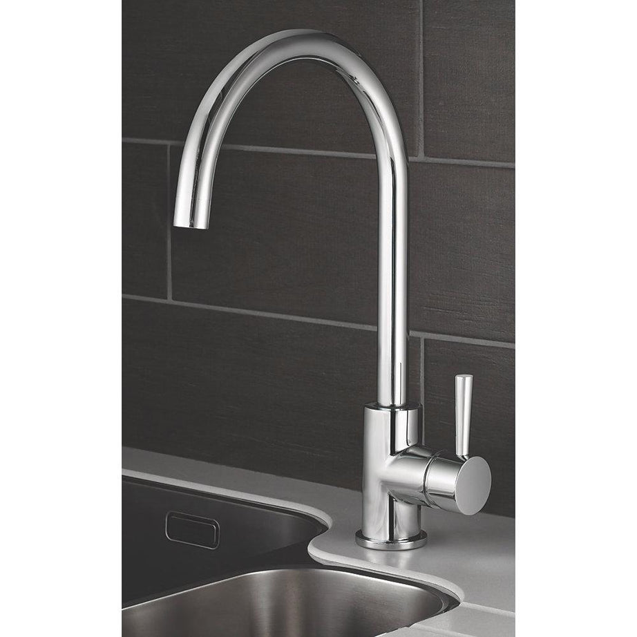 Swirl Kitchen Tap Mono Mixer Single Side Lever Brass Ceramic Disc Modern Faucet - Image 2