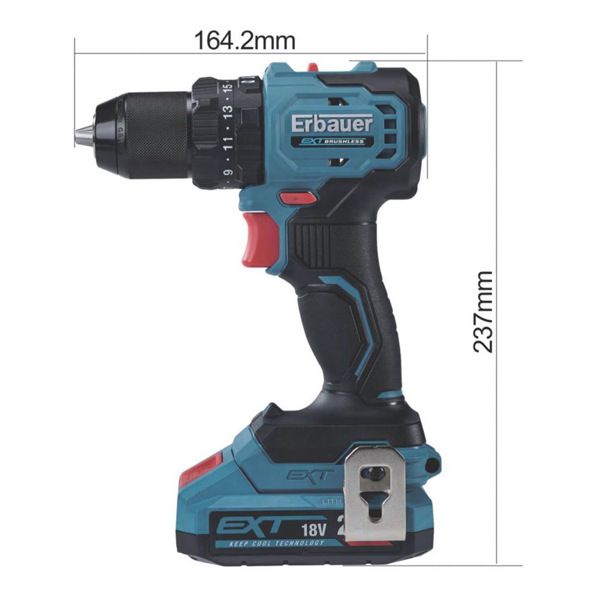 Erbauer Combi Drill Cordless 18V 2.0Ah Li-Ion ECCD18-Li Brushless Lightweight - Image 2