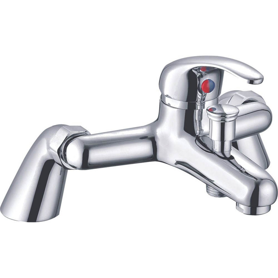 Bath Filler Tap Shower Mixer Tap Chrome 1/4 Turn Lever Handle Brass Round - Image 3