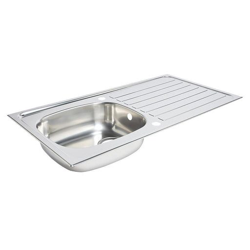Kitchen Sink Reversible Drainer 1 Bowl Polished Steel Inset Rectangular - Image 1