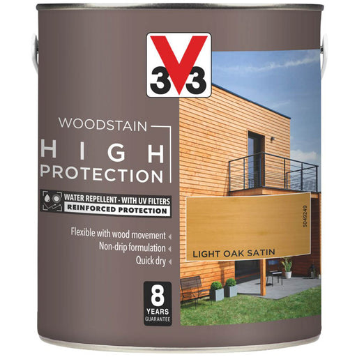 Wood Stain Exterior Satin Light Oak Water Based Quick Dry High Protection 2.5Ltr - Image 1