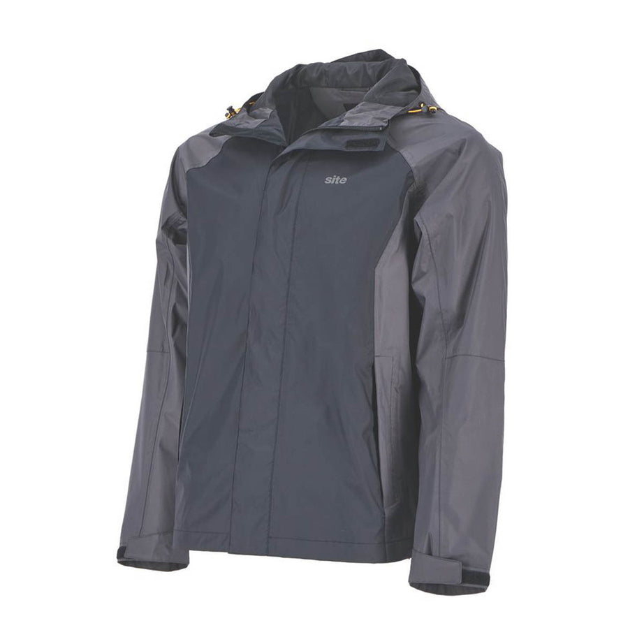 Site Work Jacket Mens Grey Black Waterproof Coat Hood 2X Large Size 57" Chest - Image 1