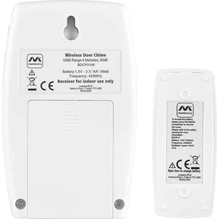 Door Bell Chime Kit Wireless Home Battery-Powered LED White Adjustable Volume - Image 3