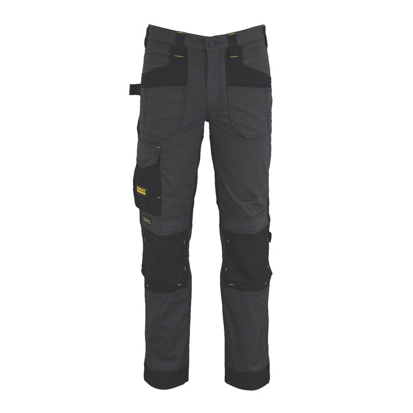 Stanley Work Trouser Mens Slim Fit Grey Black Stretch Multi Pockets 40"W 31"L - Image 1