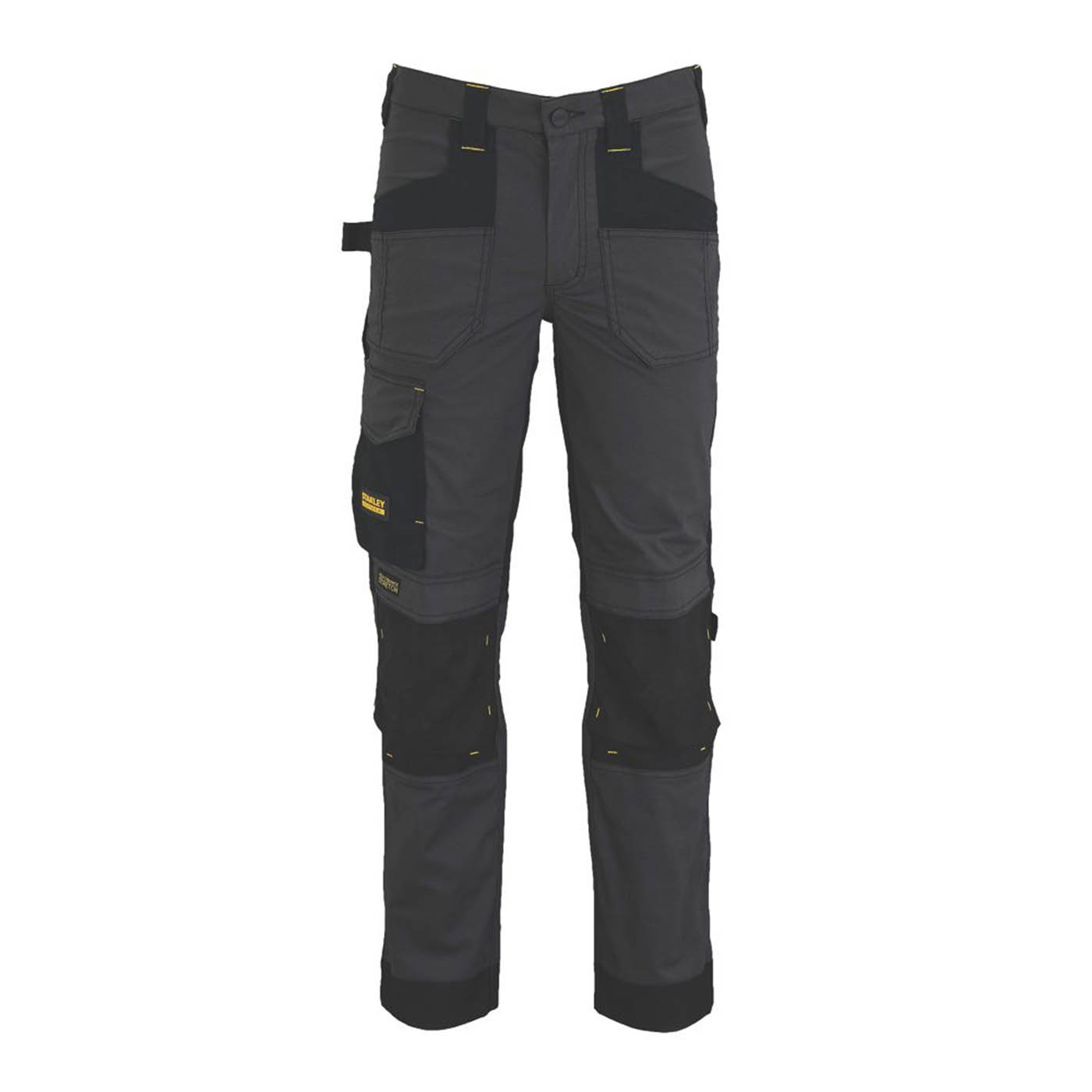 Stanley Work Trouser Mens Slim Fit Grey Black Stretch Multi Pockets 40"W 31"L - Image 1