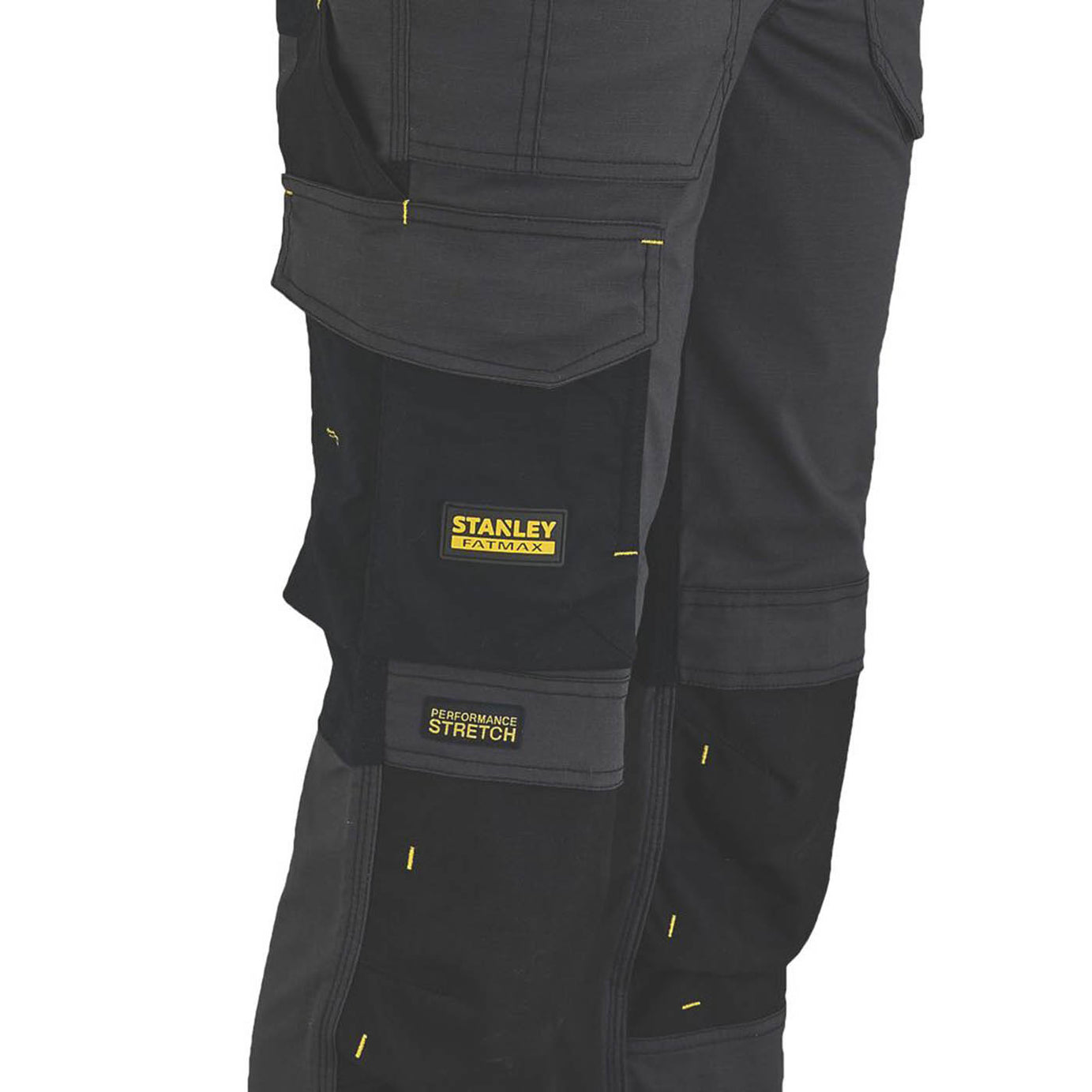Stanley Work Trouser Mens Slim Fit Grey Black Stretch Multi Pockets 40"W 31"L - Image 3
