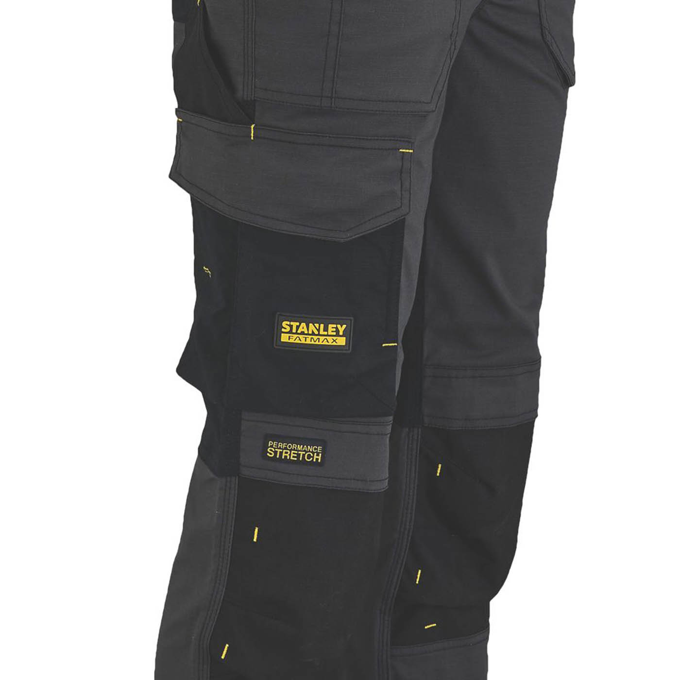 Stanley Work Trouser Mens Slim Fit Grey Black Stretch Multi Pockets 40"W 31"L - Image 3