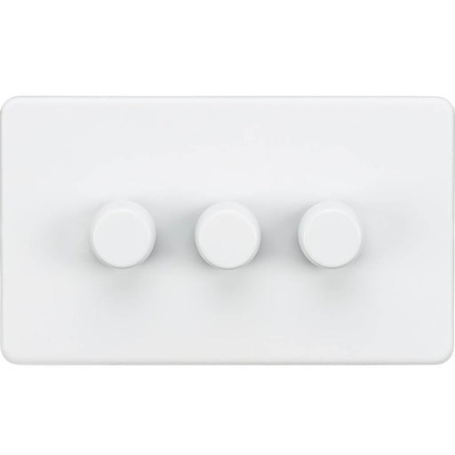 LED Dimmer Switch Wall 3-Gang 2-Way Matt White Screwless Modern Push On/Off - Image 1