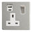 Switched Socket 13A Type A C USB Charger 3.1A 15.5W Brushed Stainless Steel - Image 2