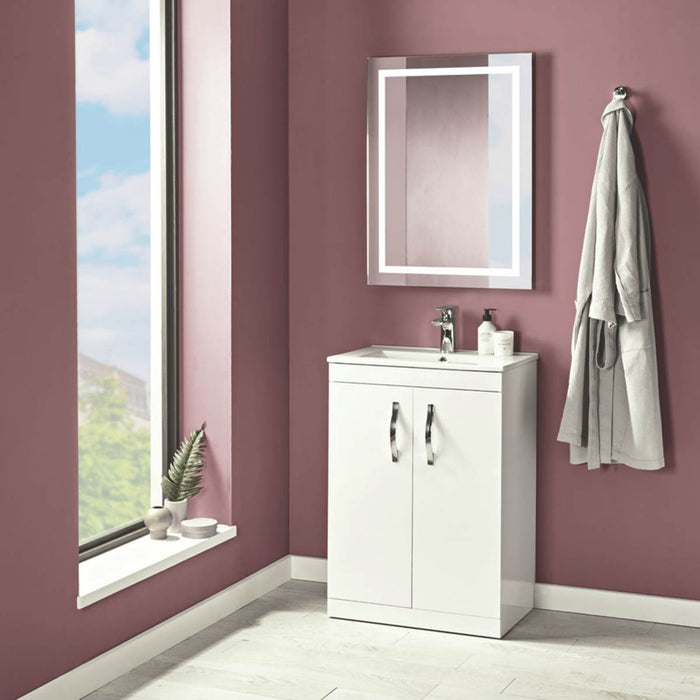 Bathroom Under Sink Cabinet Freestanding Vanity Unit White 600 x 390 x 844mm - Image 3