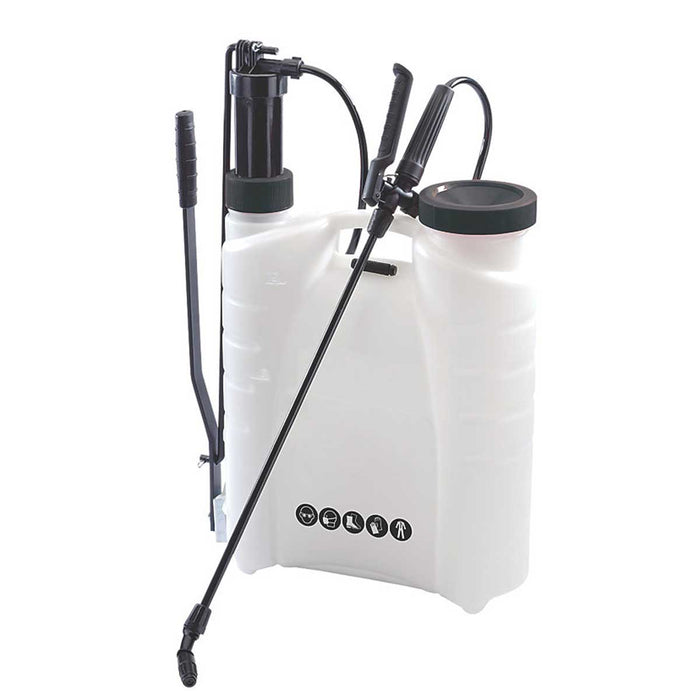 Garden Pressure Sprayer Backpack White Plastic 12L Outdoor Patio Chemical Spray - Image 2