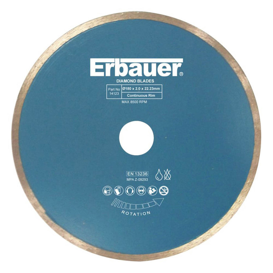 Erbauer Diamond Blade Wet Tile Continuous Rim Precise Chip Free 180 x 22.23mm - Image 2