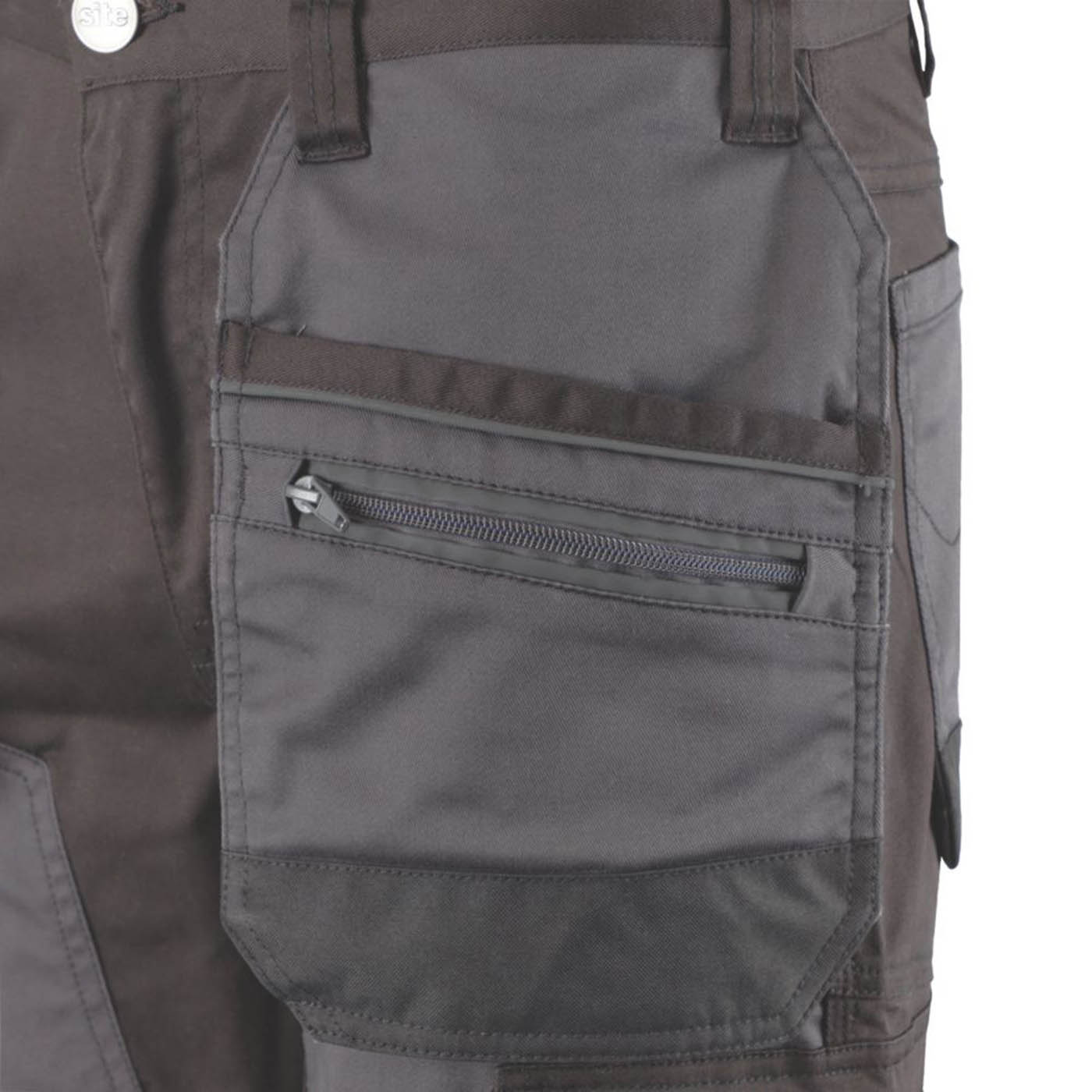 Site Work Trousers Mens Slim Fit Grey Black Breathable Multi Pockets 30W 30L - Image 5