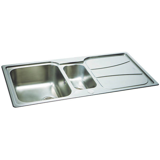 Kitchen Sink Inset Reversible Drainer Waste 1.5 Bowl Stainless Steel Rectangular - Image 1
