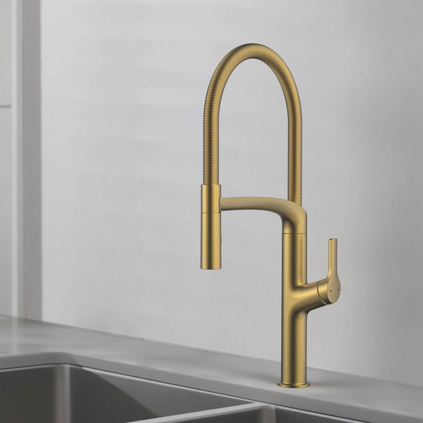 Swirl Kitchen Sink Tap Mixer Brass Effect Pull Out Single Lever Modern Faucet - Image 2