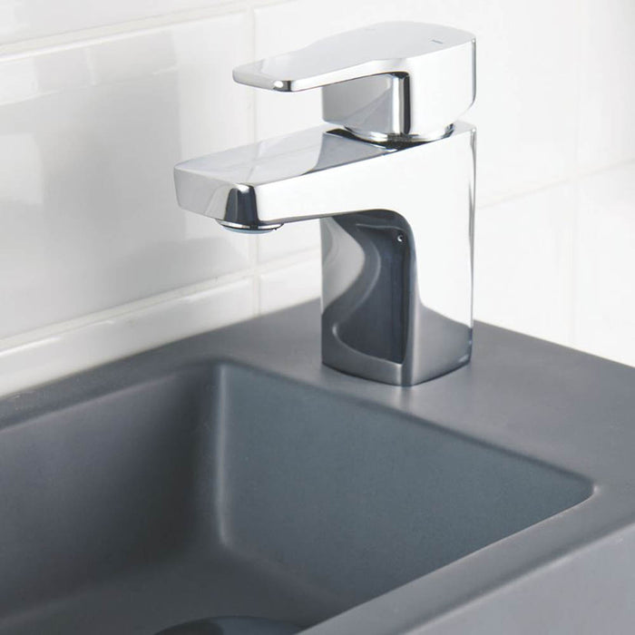 Bathroom Sink Tap Mixer Mini Basin Tap Faucet Modern Silver Brass Square Head - Image 3
