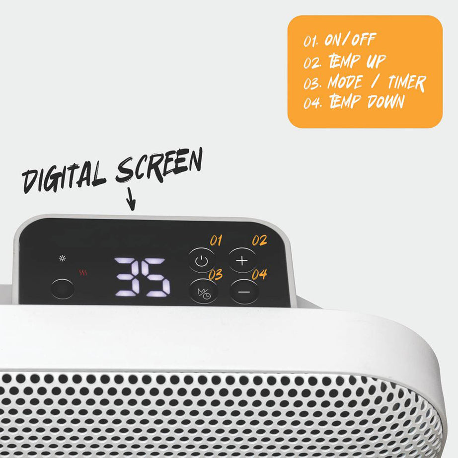 TCP  2000W Electric Portable or Wall-Mounted Convector Panel Heater White - Image 3