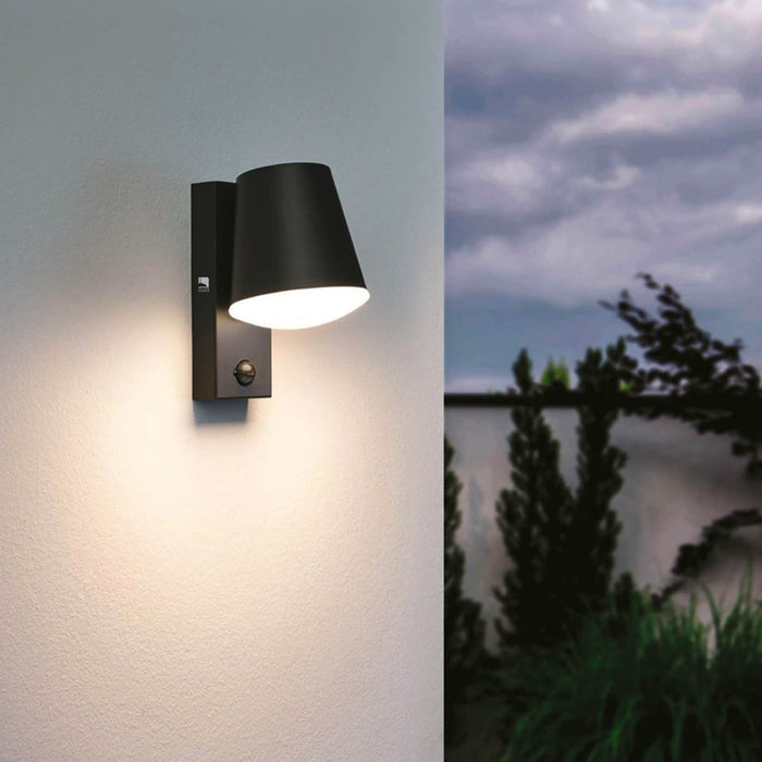 Outdoor Wall Light With PIR Sensor Black Modern Conical-Shaped Shade Patio - Image 5