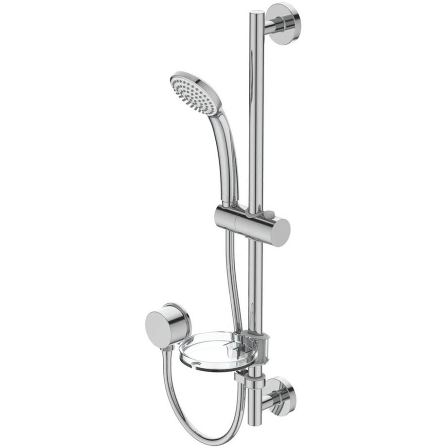 Mixer Shower Kit Chrome Single Spray Pattern Round Head Contemporary Bathroom - Image 1