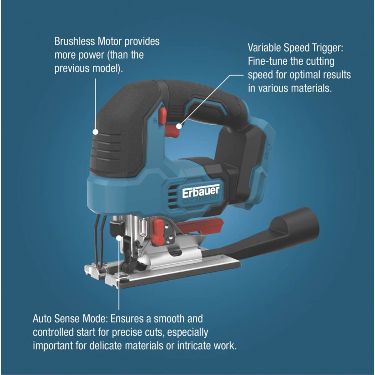 Erbauer Jigsaw Cordless 18V Li-Ion ERI1087JSW Brushless Compact Body Only - Image 3