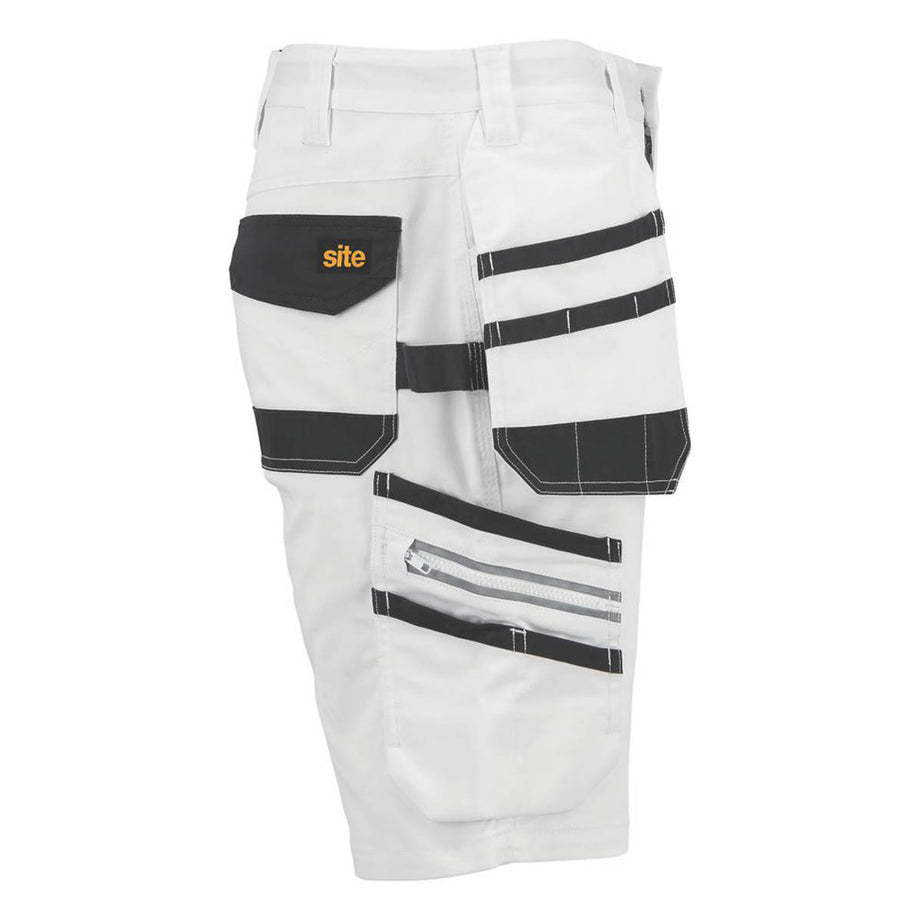 Site Mens Work Shorts White Grey Breathable Stretch Multi Pockets 38" W - Image 4