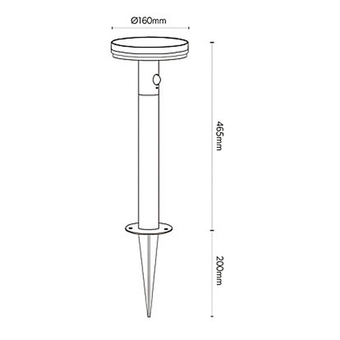 Outdoor Solar Bollard Spike Light Garden PIR Motion Sensor Black Fixed LED - Image 5