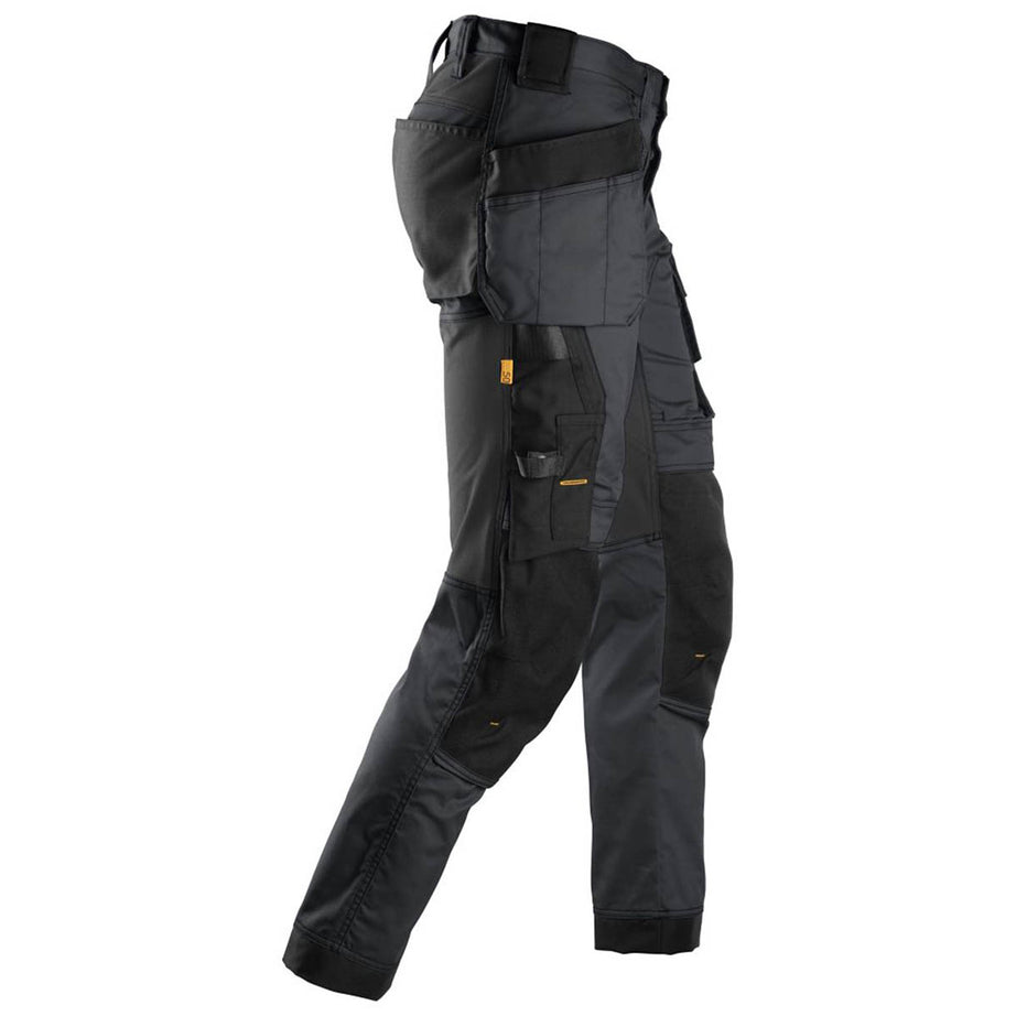Snickers Mens Work Trousers Stretch Holster Pockets Slim Grey Black 35" W 30" L - Image 4