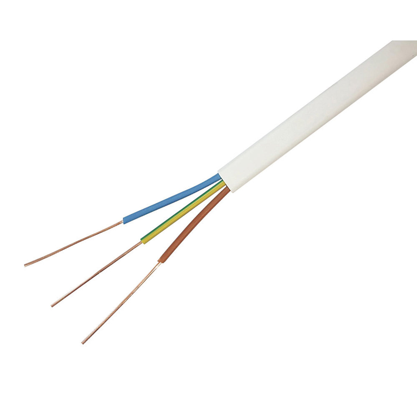 Time Twin and Earth Cable Lighting Socket Wire Flat White 2.5mm 3-Core 100m - Image 2