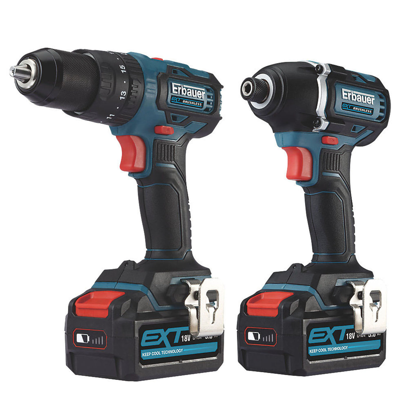 Erbauer Combi Drill Impact Driver Kit Cordless 18V 2x5.0Ah ECD18-Li-2/EID18-Li - Image 1