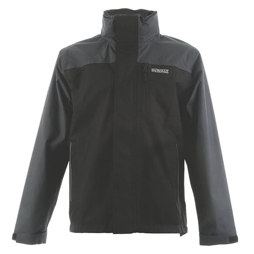 DeWalt Jacket Mens Black Grey Waterproof Concealed Hood 42-44" Chest Large - Image 1