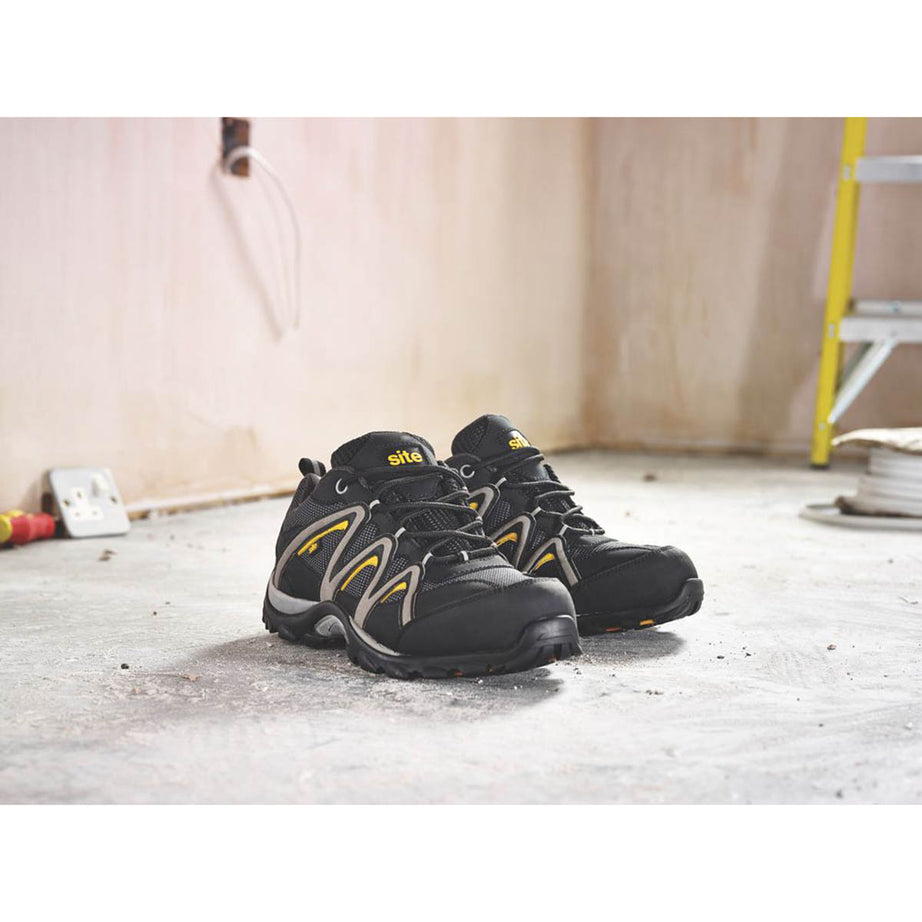 Site Mens Safety Trainers Mercury Black Steel Toe Leather Lightweight Size 11 - Image 2