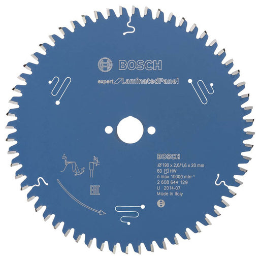 Bosch Circular Saw Blade Expert Carbide 60T Wood Laminate Chipboard 190x20mm - Image 1