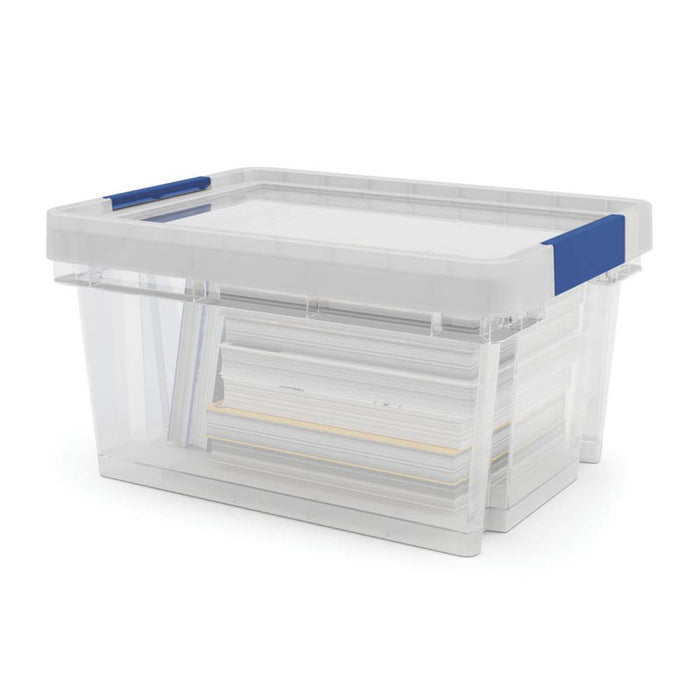 Essentials Storage Boxes Small 15Ltr Transparent Stackable Compact 4 Pack - Image 2